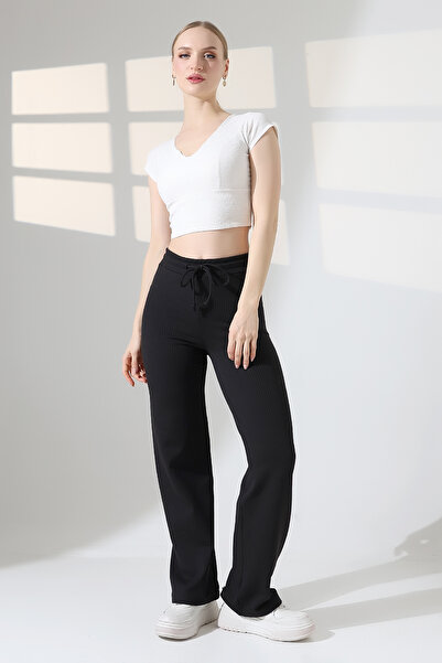 lubiti F Corded Fabric Wide Leg Sweatpants with Fleece Lining