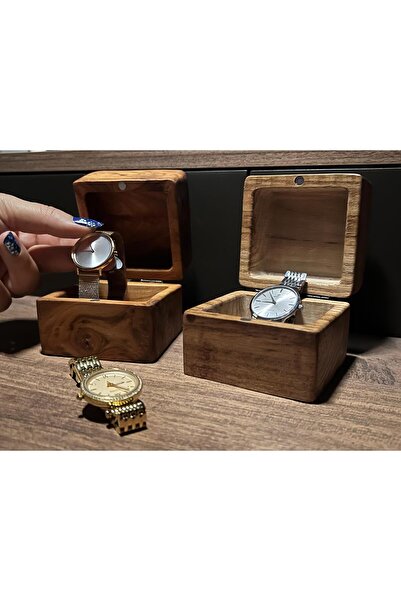 Woodyfy Ceviz Ağacı Özel Tasarım Saat Kutusu Mıknatıslı Lazer Gravür İşlemeli