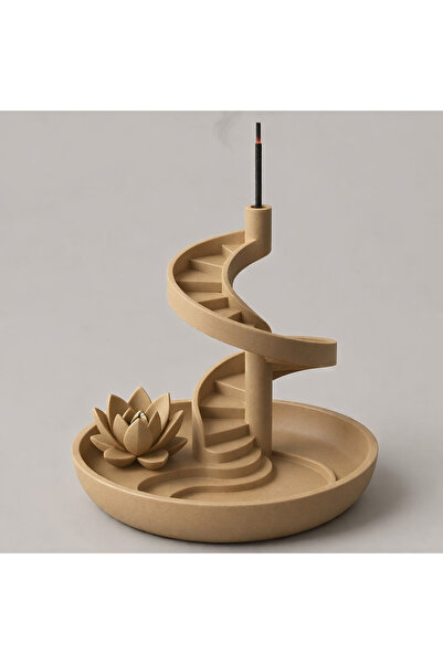 dskatman Spiral Merdiven Tasarımlı Tütsülük-Lotus Detaylı Dekoratif Tütsü Standı