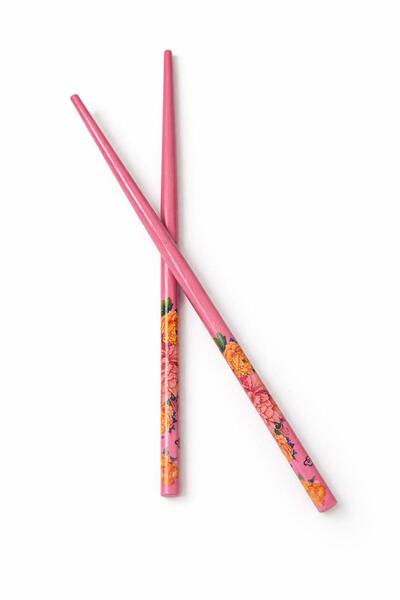 Vipfoni Çiçek Desenli Ahşap Topuz Çubuğu Kalem Toka 2 Adet