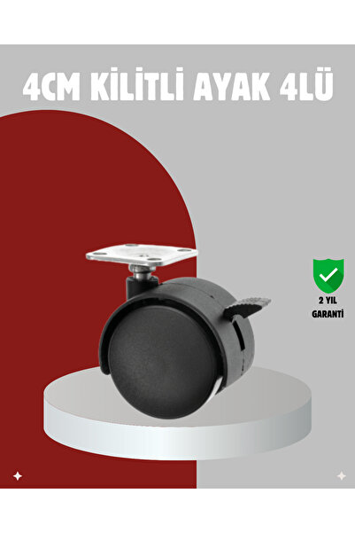 Fırsatkolik 4 cm Wheel Foot Set with Lock for Furniture