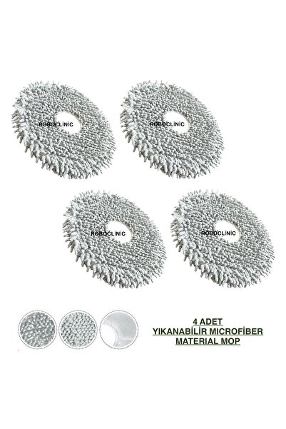 Roboclinic Roborock Q Revo C Robot Vacuum Cleaner Compatible Replacement Microfiber 4 Pieces Mop Cloth