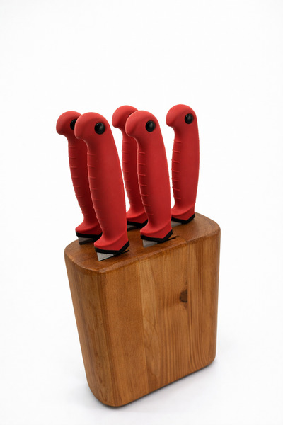 DENPRESTİJ AHŞAP 5'Lİ BIÇAK TUTUCU STANDI & TEZGAH ÜSTÜ BIÇAK TUTUCU