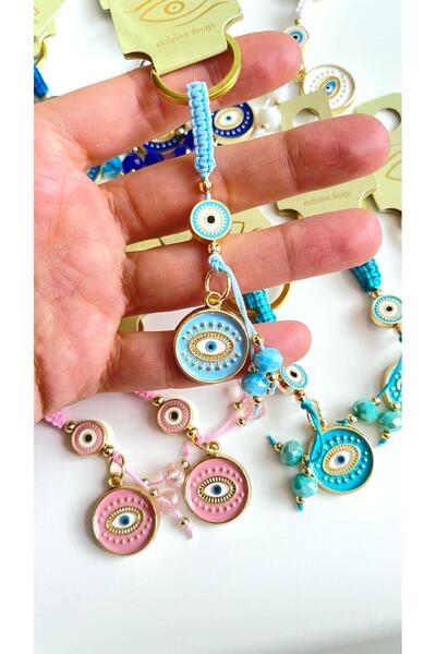 Cassime Baby Blue Evil Eye Beaded Keychain