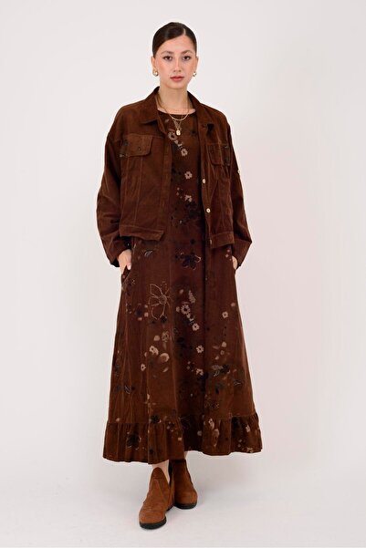 Marjinal Kadın Fitilli Kadife İkili Takım