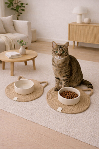 ÖRGÜM Cat Mat Pet Food Mat 31X31 cm Food Cables Are Not Included