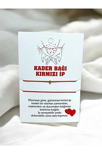henahera accessory Kader Bağı Kırmızı Çift İp Bilekliği El Yapımı Ayarlanabilir