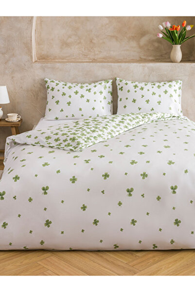 LC Waikiki Green Leaf Patterned Double Duvet Cover Set