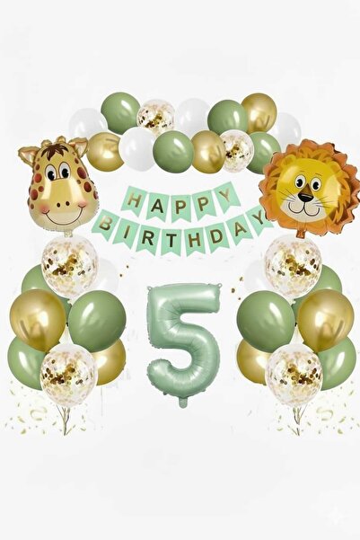 ÇITIPITISTORE ADAÇAYI RAKAM FOLYO BALON LU SAFARİ TEMALI BALON SET ASLAN ZÜRA...