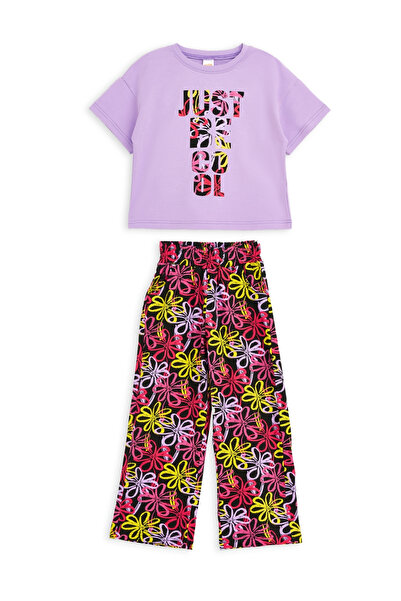 MODJEANS Set de vara pentru fete, MODJEANS, tricou cu imprimeu, pantaloni lar...