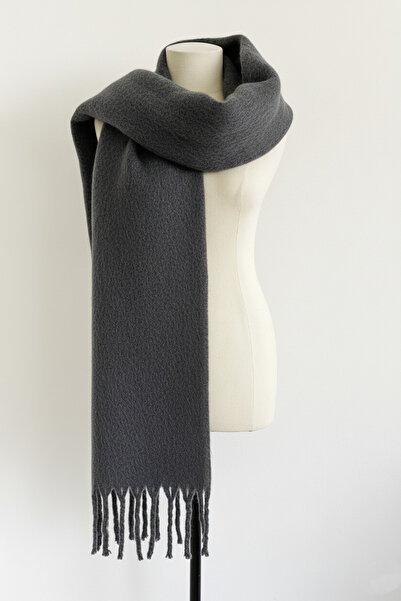 Bermody Puffy Grey, cu textura moale, eșarfă pentru femei, șal pentru umăr, 50 x 190 cm