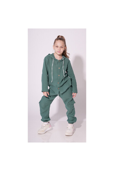 MODJEANS Set unisex MODJEANS, 2 piese, bumbac, gluga, verde smarald, 146 CM