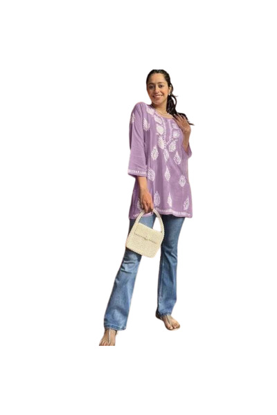 MYSMAR Purple Rayon Kurti Set - FFT5820 | Purple