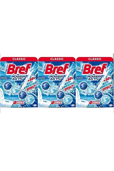 Bref SET 3 X Odorizant toaleta Classic Power Aktiv Ocean Breeze 50gr