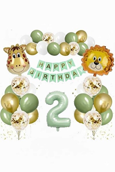 ÇITIPITISTORE ADAÇAYI RAKAM FOLYO BALON LU SAFARİ TEMALI BALON SET ASLAN ZÜRA...