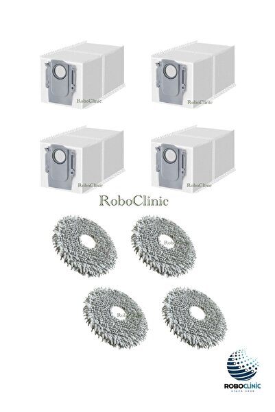 Roboclinic Roborock Q Revo C Robot Vacuum Cleaner Compatible Replacement Dust Bag, Mop Cloth -8 Pieces
