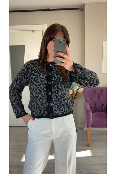 MANU Black Leopard Cardigan