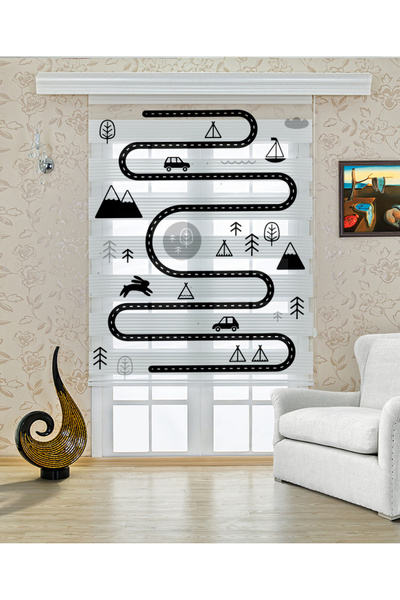 Perdecizade (ENXBOY)YOL DİJİTAL BASKILI ZEBRA PERDE-COCUK ODASI-STOR PERDE