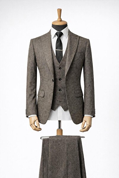 CLASSİCS MEN Erkek İtalyan Kesim Slim Fit Yelekli Takım Elbise