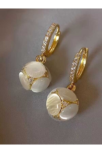 Bujiteri Stylish Elegant Retro Women's Small Round Sphere Synthetic Zirconia Gold Tone Stone Earrings