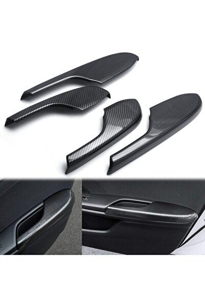LUXE AKSESUAR For Honda Civic Fk7 Fc5 2016-2021 Carbon Fiber Look Door Armrest Trim Set (4 Pieces)