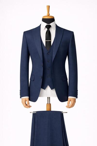 CLASSİCS MEN Costum bărbătesc cu vestă, croială italiană, slim fit - 7502
