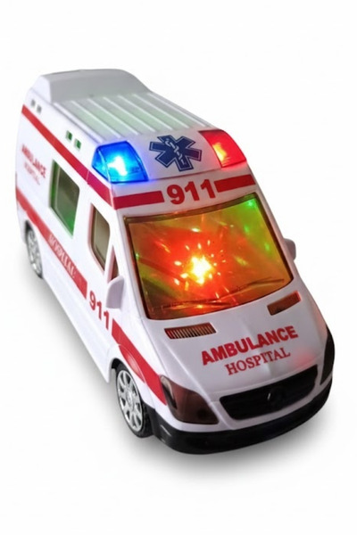 viyolmarketim Pilli Ambulans Oyuncak 18 cm – Işıklı Sirenli, Kendi Kendine Gi...