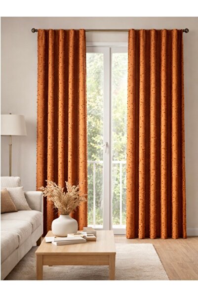 Sinhan Ponpon Detaylı Fon Perde – Şık Dökümlü Modern 1x3 Pile 80 cm Tek Kanat