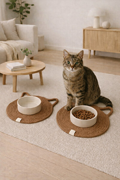 ÖRGÜM Cat Mat Pet Food Mat 31X31 cm Food Cables Are Not Included