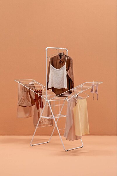 ozbience Beyaz Çelik Çamaşır Kurutma Askısı, 2.5m, Ekstra Askılıklı, 5 Yıl Ga...