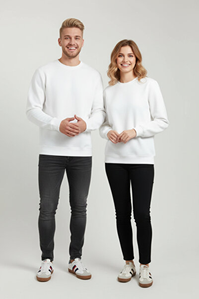 fh fashionhere Unisex Model Women & Men Crew Neck 3 Thread Soft Puff Fabric Sweatshirt