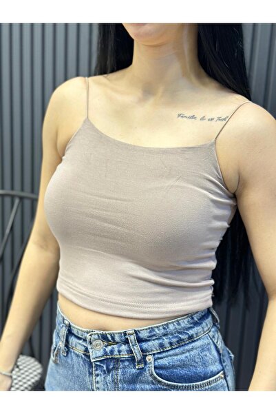 süprem moda Lastik İp Askılı Kısa Tulumlu Atlet