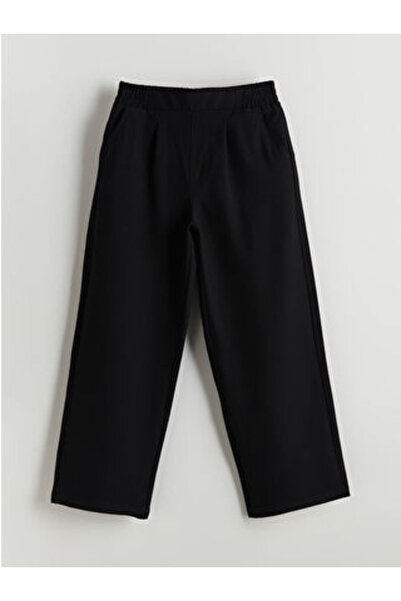 LC Waikiki M1 SEZON Crne široke plisirane pantalone za devojčice