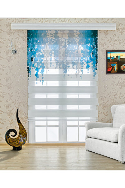 Perdecizade (ENXBOY)MAVİ SARMAŞIK DİJİTAL BASKILI ZEBRA PERDE-COCUK ODASI-STO...