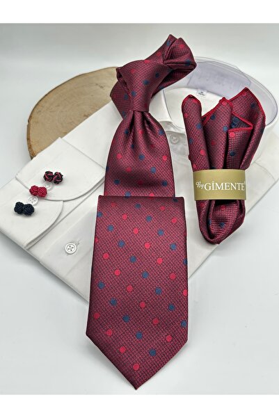 Gutiero ربطة عنق كلاسيكية منقوشة باللون العنابي