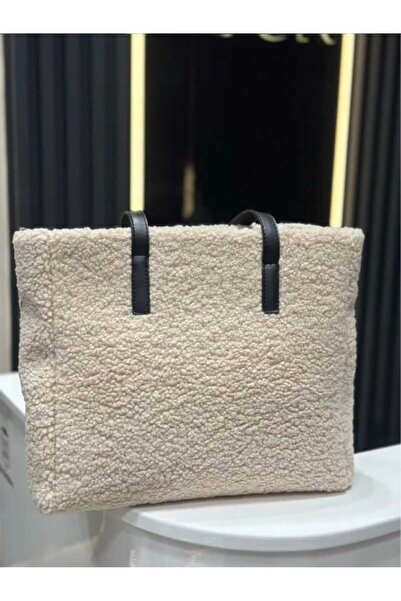 ÖZÜM TAKI Geantă de umăr din material de pluș de dimensiuni mari pentru femei...
