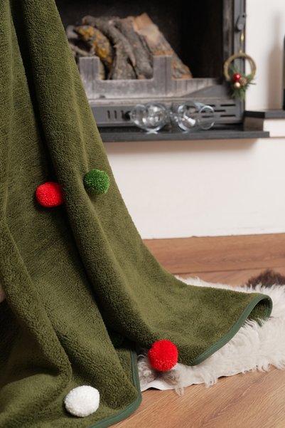 CAKKATEX New Year Special Series Wellsoft Tv Blanket with Pompoms | New Year Blanket