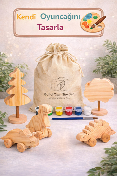 renkli izler atölyesi 🧸 Ahşap Oyuncak Boyama Seti – Kendi Oyuncağını Tasarla...