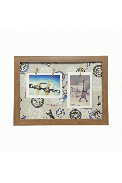 Atatuğ Hediyelik Vintage Desenli Ahşap İpli Fotoğraf Çerçevesi ve 2 Adet Mand...