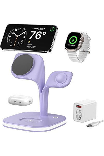 Kipgsm MagSafe Uyumlu 3in1 Kablosuz Şarj Standı|İPhone Android Apple Watch Ai...