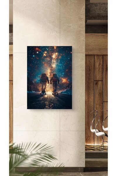 Kozmik Kardeşlik Dikey Metal Tablo Gizli Arka Profil Havada Asılı Modern Tasarım