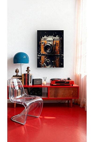 Arzande Retro Objektif Dikey Metal Tablo Gizli Arka Profil Havada Asılı Moder...