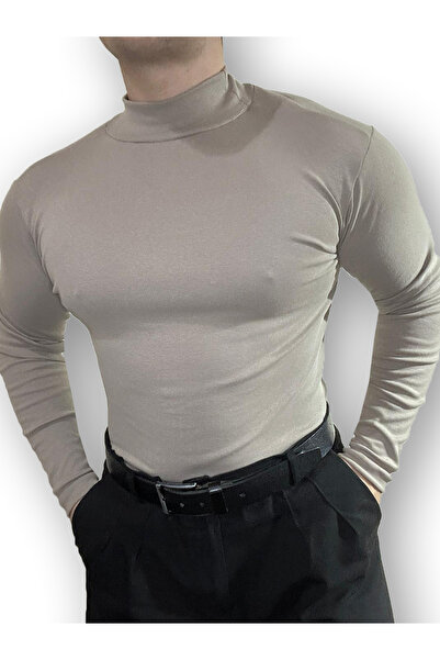 Lushen Uzun Kollu Yarım Boğazlı Balıkçı Yaka Likralı Penye Badi Body