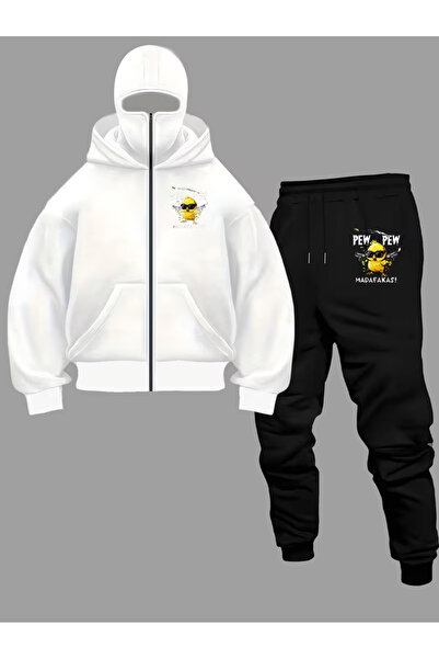 LAYORA Men's Casual Sports Two Piece Set - K Hooded Zippered Sweatshirt Printed