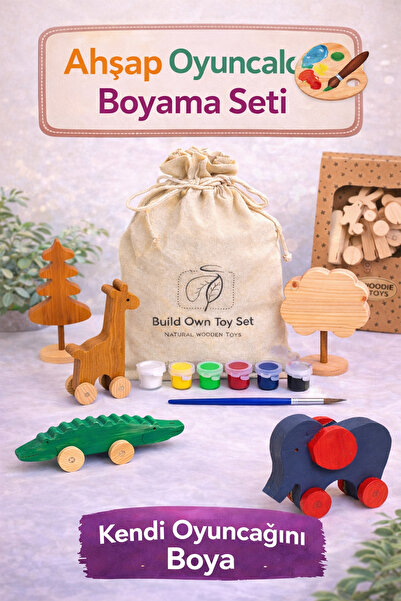 renkli izler atölyesi 🧸 Ahşap Oyuncak Boyama Seti – Kendi Oyuncağını Tasarla...