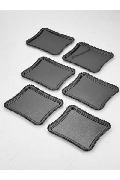 Generic Brand 6 Pieces Decorative Tea Coffee Presentation Tray Mica Crystal Black Tray