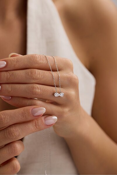 Nereze 925 Ayar Gümüş Rodyum Kaplama Minimal Tasarım Sonsuzluk Kolye