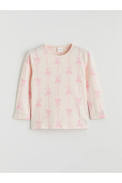 LC Waikiki Set de pijamale pentru fete cu model fundiță roz LCW Kids