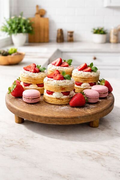 ENYAZA(2024) Ahşap Yuvarlak Dekoratif Sunum ve Servis Tabağı 25 cm