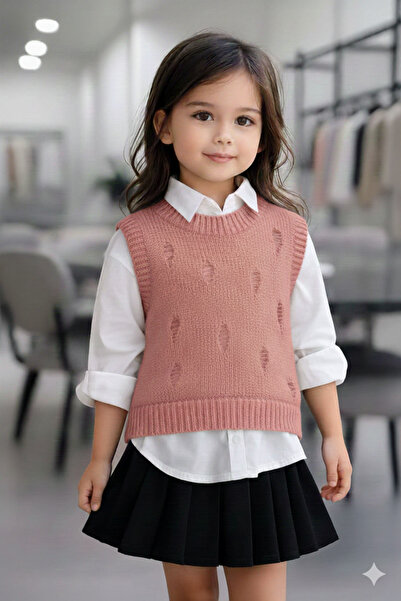 Mihrumay Kız Çocuk Yırtıklı Desenli Süveter